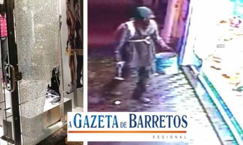 Câmeras flagram homem arremessando tijolos contra vitrine de loja