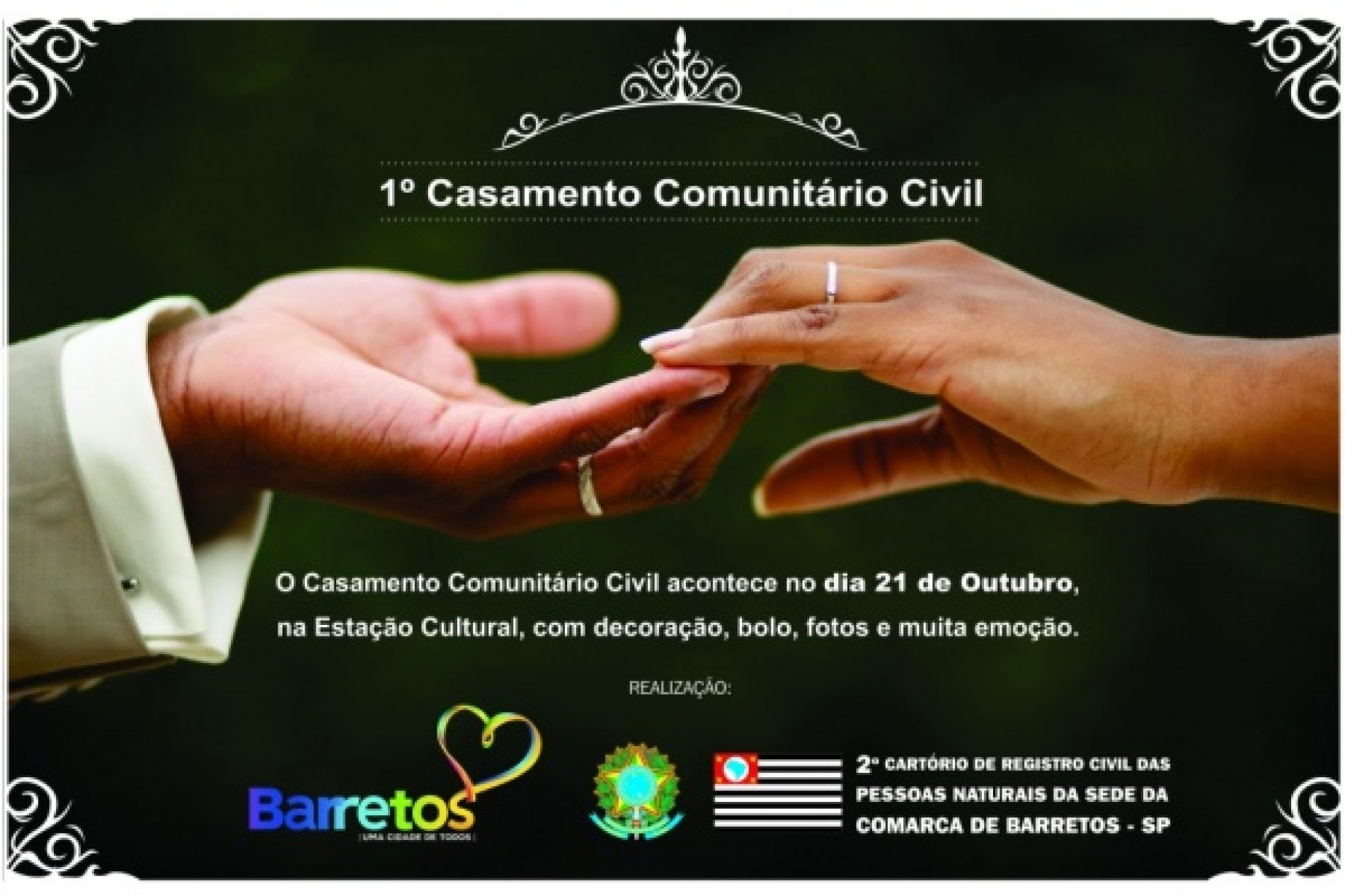 HOJE: Casamento Civil Comunitário oficializando a união de 47 casais
