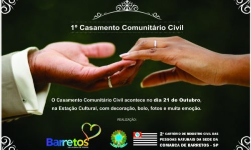 HOJE: Casamento Civil Comunitário oficializando a união de 47 casais