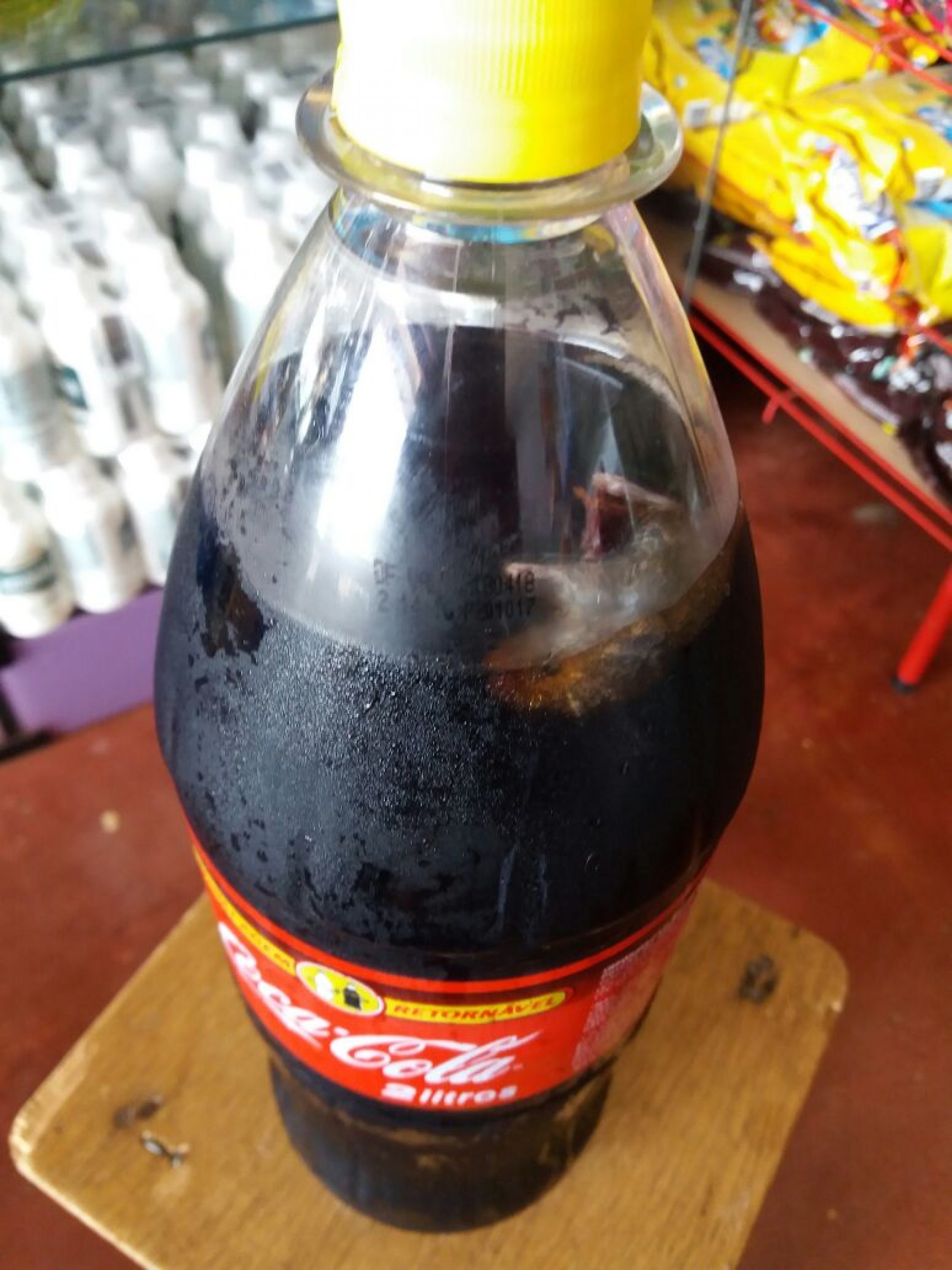 VERDADE OU MENTIRA?: Rato é encontrado dentro de garrafa de Coca-Cola retornável  com Validade: 18/04/18