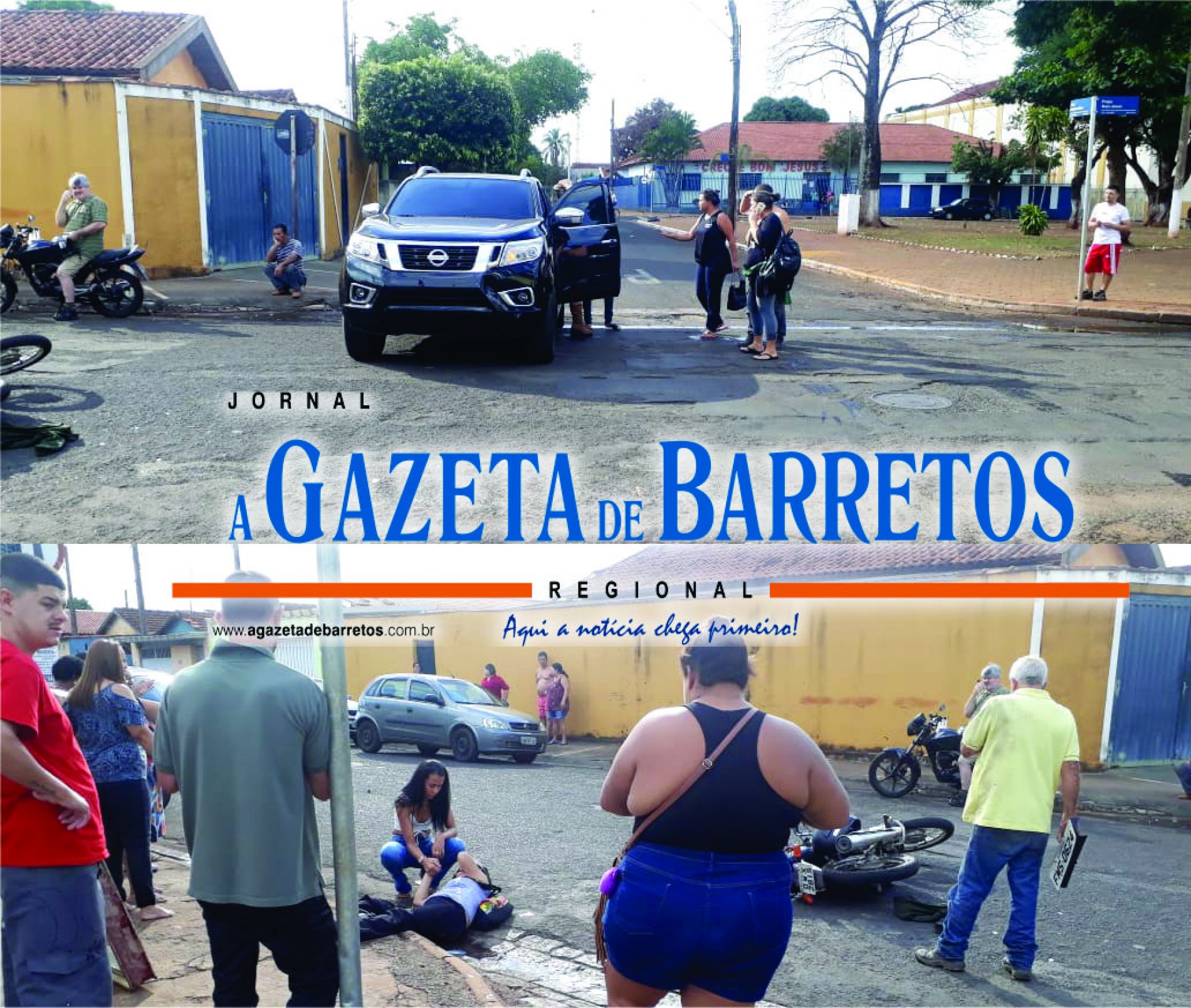 BARRETOS: Acidente com caminhonete deixa motociclista com fratura exposta