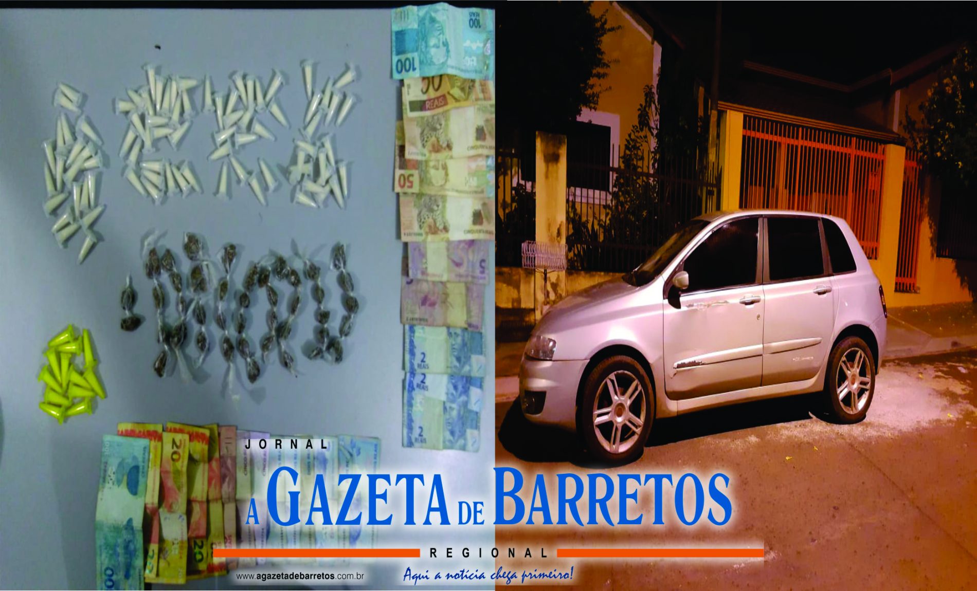 BARRETOS: Operação policial prende servente, apreende outras pessoas, drogas, dinheiro e carro no Barretos II