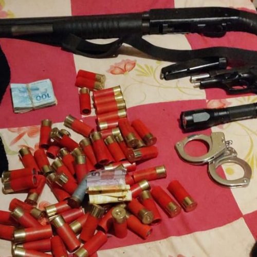 GUAÍRA: Polícia prende quadrilha com armas, caminhonete, dinheiro e objetos utilizados para explodir terminais bancários