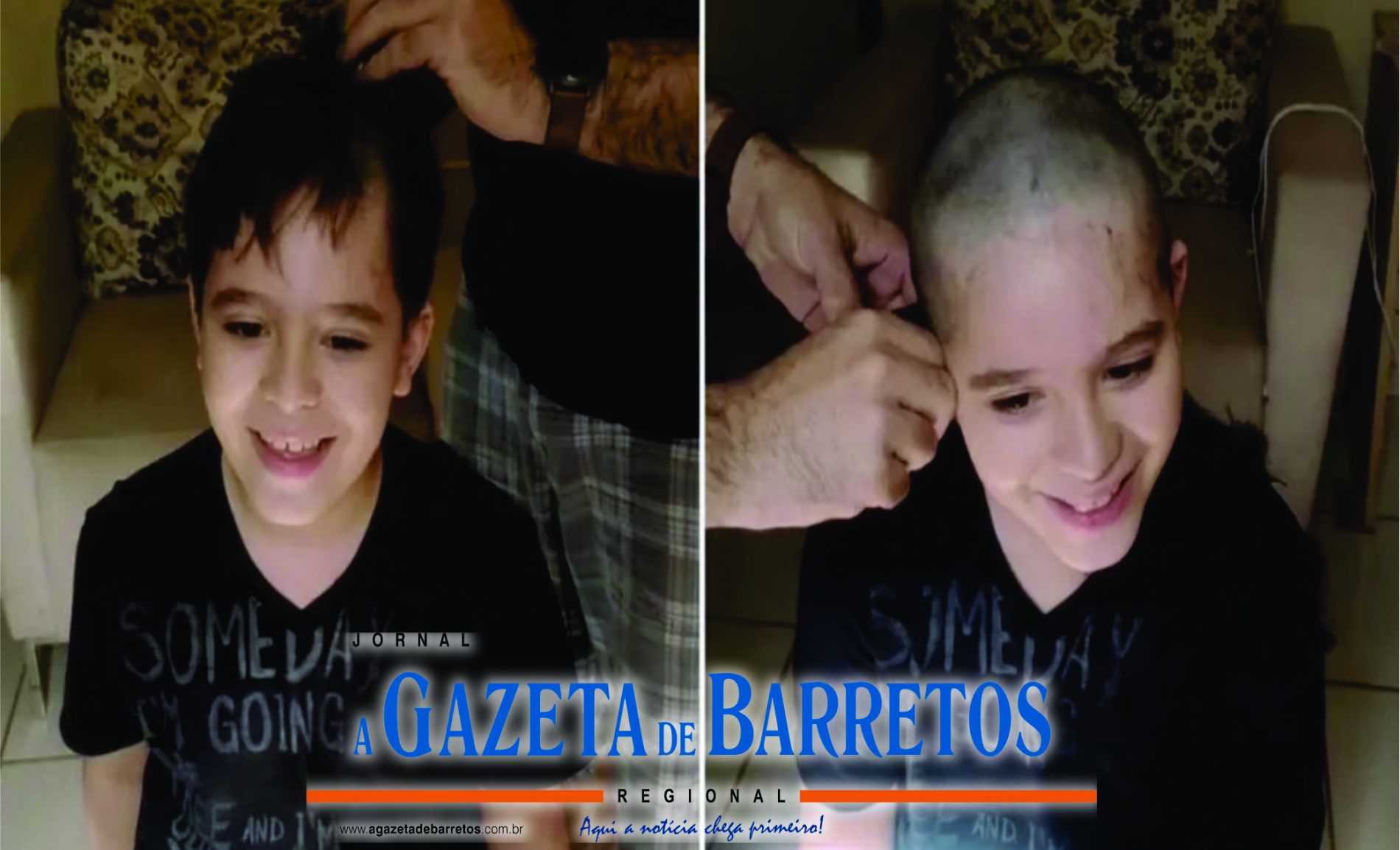 Menino raspa cabelo em apoio a amigo internado com câncer em Barretos