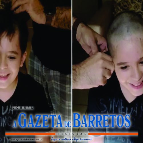 Menino raspa cabelo em apoio a amigo internado com câncer em Barretos