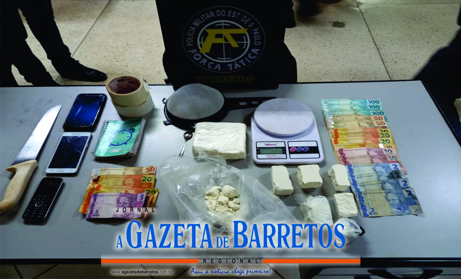 BARRETOS: Força Tática prende três homens e apreende mais de um quilo de cocaína no bairro Mais Parque