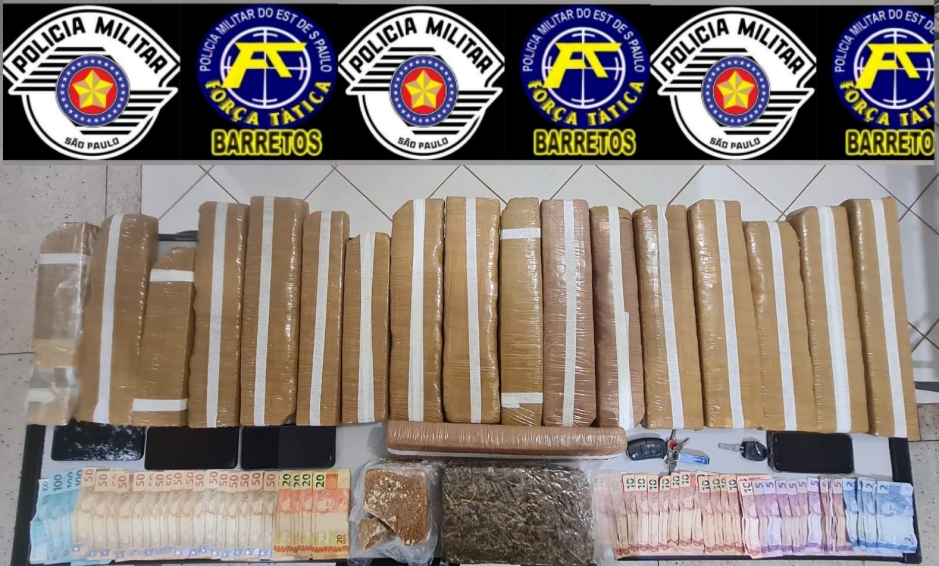 Policia Militar prende quatro pessoas por tráfico de drogas e apreende mais de 20 quilos de entorpecentes